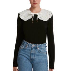 Steve Madden Imitation Pearl Trim Eyelet Detachable Collar White OSFM New